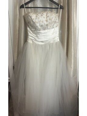 VTG Jessica McClintock Gunne Sax dress Ivory Gold tulle strapless 9 10 PROM
